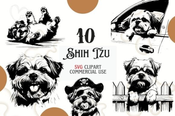 10 SVG Shih Tzu Bundle Dog Clipart