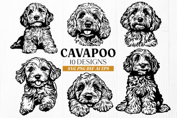 Cavapoo SVG Bundle – 10 Adorable Dog DXF