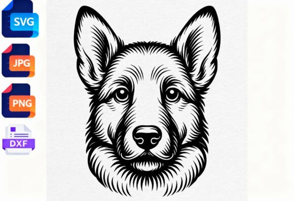 Corgi Dog Face Black and White SVG