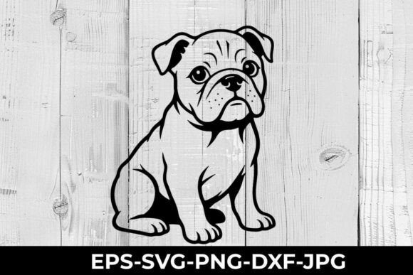 Cute Bulldog Pet SVG Black and White Review