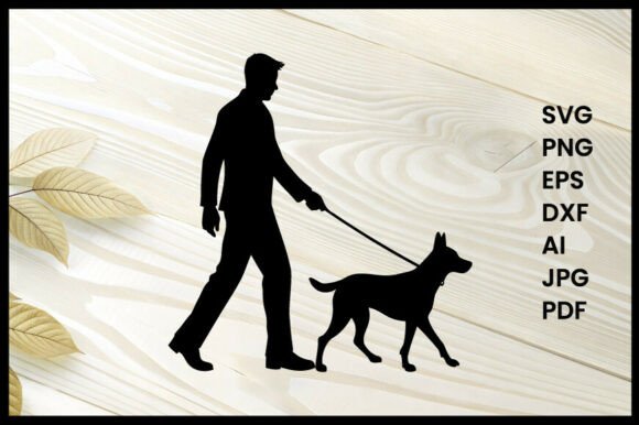 Dog Walking Silhouette Vector Review