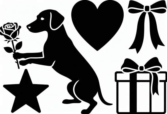 Dog with Rose Heart Gift Star Bow SVG Review