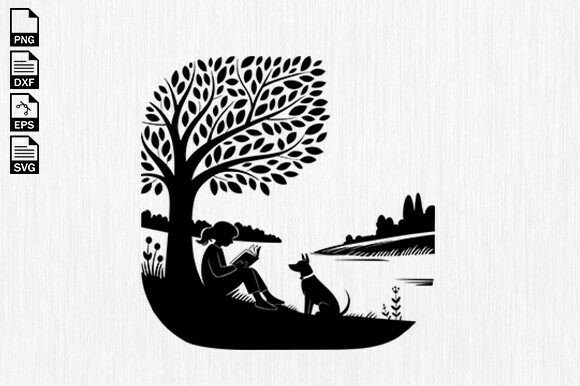 Embroidery Design Review: Dog and Girl Under Tree SVG