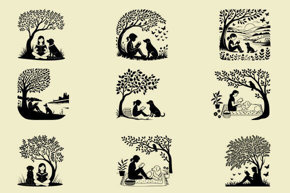 Embroidery Design Review: Dog and Girl Under Tree SVG Bundle