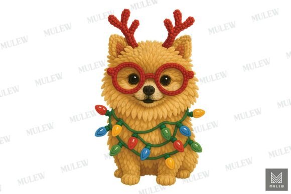 Faux Crochet Christmas Poodle Dog PNG Review