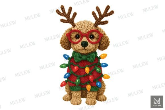 Faux Crochet Christmas Pug Dog PNG Review