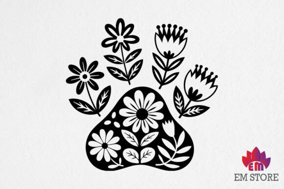 Floral Paw Print SVG