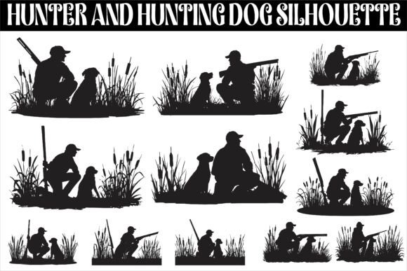 Silhouette of a Duck-hunting Dog Alert